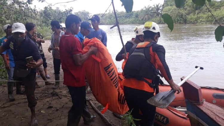 Petugas menemukan potongan tubuh yang diduga pencari lokan yang sebelumnya dilaporkan hilang di di Sungai Mandiangin Pasbar. (Istimewa