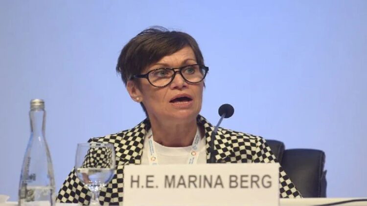 Arsip - Duta Besar Swedia untuk Indonesia Marina Berg memberikan paparan saat diskusi panel dalam rangkaian Global Platform for Disaster Risk Reduction (GPDRR) 2022 di Nusa Dua, Bali, Jumat (27/5/2022). ANTARA FOTO/Akbar Nugroho Gumay/nym