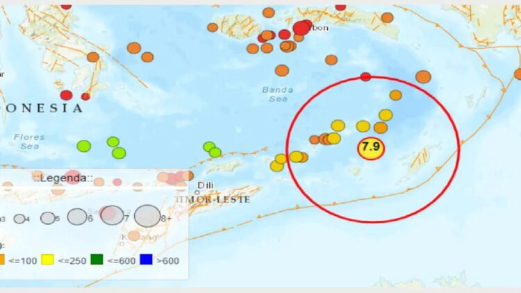 Peta data historis gempa bumi di wilayah Maluku. (ANTARA/HO-BMKG)