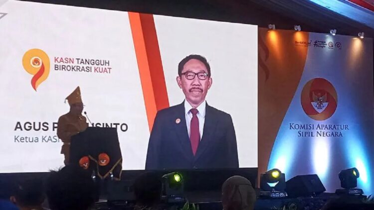 KASN: 1.605 ASN Terbukti Melanggar Netralitas sepanjang 2020-2022 1 Ketua KASN Agus Pramusinto saat memberikan sambutan dalam acara Refleksi 9 Tahun KASN dan Resolusi 2023 bertema "KASN Tangguh, Birokrasi Kuat" di Kantor KASN, Jakarta, Senin (16/1/2023). (ANTARA/Tri Meilani Ameliya)