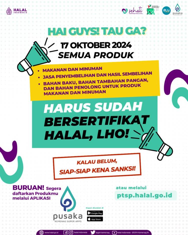 Tiga Kelompok Produk Ini Harus Bersertifikat Halal di 2024, Ini Sanksinya jika Melanggar 1 Kementerian Agam meningatkan pelaku usaha untuk segera melakukan sertifikasi halal jika tak ingin diberi sanksi. (Foto: kemenag.go.id)