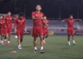 Latihan pemain Timnas Indonesia di Singapura