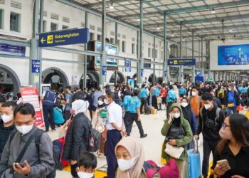 Kondisi di Stasiun Kereta Api Gambir saat libur Nataru. (Dok. PT KAI)