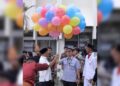 Pelepasan balon dalam HUT ke-46 SMA Semen Padang. (Humas)