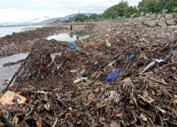Arsip: Tumpukan sampah di sepanjang Pantai Padang pasca hujan deras dan banjir yang terjadi pada Senin (23/1/2023). (Foto: Dok. Istimewa)