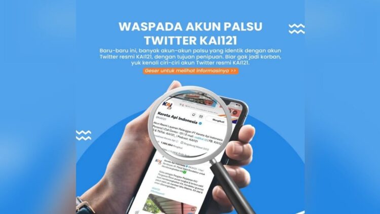 Masyarakat Jangan Terkecoh Akun Palsu yang Pakai Nama PT KAI di Twitter 1 Akun resmi Kereta Api Indonesia. (Dok. KAI)