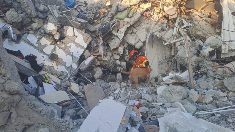 Evakuasi jasad korban terdampak gempa Turki oleh tim pencarian gabungan kemanusiaan dari Indonesia. (Foto: Dok. Basarnas)