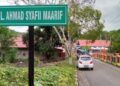 Buya Ahmad Syafii Maarif Jadi Nama Jalan di Sijunjung 5 Plang Jalan Ahmad Syafii Maarif di Kabupaten Sijunjung. (Foto: Dok. Muhammadiyah)