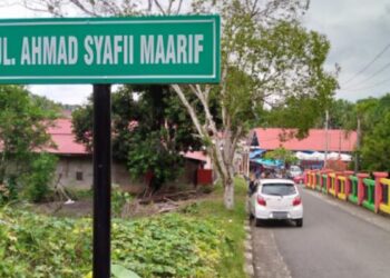 Plang Jalan Ahmad Syafii Maarif di Kabupaten Sijunjung. (Foto: Dok. Muhammadiyah)