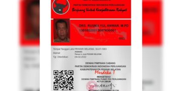 Kartu Tanda Anggota PDIP Rusma Yul Anwar yang memastikan dirinya tidak lagi kader Partai Gerindra. (Dok. Istimewa)