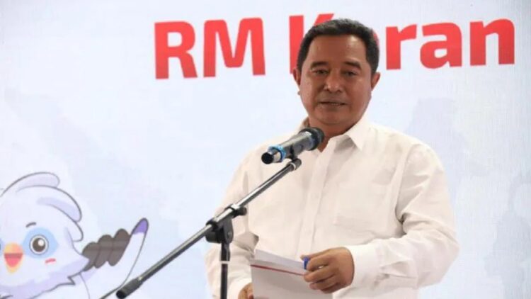 Direktur Jenderal (Dirjen) Politik dan Pemerintahan Umum (Polpum) Kementerian Dalam Negeri (Kemendagri) Bahtiar dalam kegiatan peluncuran “RM Koran Pemilu” di Kantor Rakyat Merdeka, Jakarta, Rabu (15/3/2023). ANTARA/HO-Puspen Kemendagri