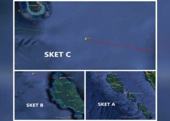 Titik koordinat lokasi kapal mati mesin di Kepulauan Mentawai pada Kamis (30/3/2023) siang. (Foto: Dok. Basarnas)