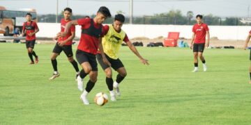 Garuda Nusantara Matangkan Permainan jelang lawan Myanmar 8 Latihan para penggawa Garuda Nusantara jelang laga melawan Myanmar di SEA Games 2023. (Dok. PSSI)