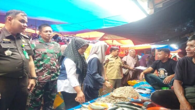 Tim Pengendalian Inflasi Daerah (TPID) Kabupaten Pasaman Barat, Sumatera Barat melakukan peninjauan harga sembako di sejumlah pasar tradisional di daerah itu dalam rangka stabilisasi pasokan dan harga pangan menjelang Idul Adha 2023, Senin. (Antara/Altas Maulana).