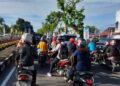 Macet di Jalan Hamka karena iven Penas Tani. (dok. Radarsumbar.com)