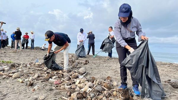 109,3 Kilogram Sampah Terkumpul dalam Program Bulan Cinta Laut di Pantai Tiram 1 Aksi bersih Pantai Tiram. (Foto: Dok. Pertamina)