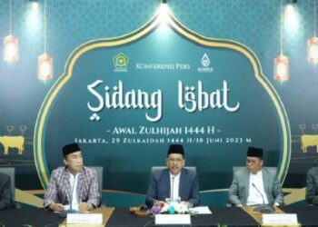 Sidang isbat penetapan awal Dzulhijah 1444 H yang digelar Kemenag dan MUI. (dok. Humas MUI)