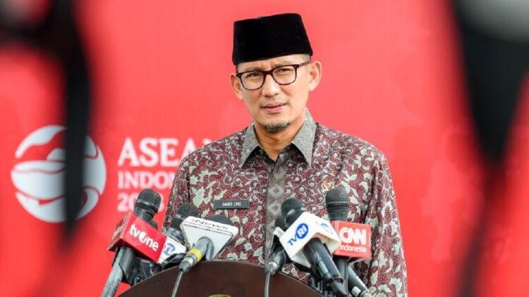 Menparekraf Sandiaga Uno memberikan keterangan pers di Kompleks Istana Kepresidenan, Jakarta, selepas rapat, Kamis (13/7/2023). (Foto: BPMI Setpres)