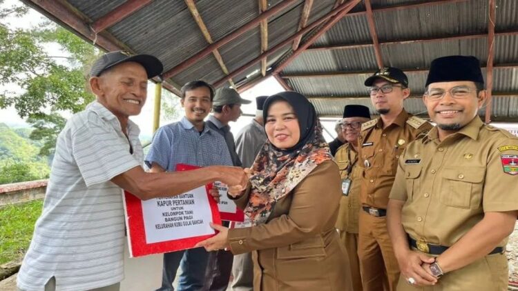 Percepat Masa Panen, Petani di Bukittinggi Dibantu Alsintan 1 Penyerahan secara simbolis bantuan peralatan tani dari Pemkot Bukittinggi untuk percepatan panen (Antara/Al Fatah)