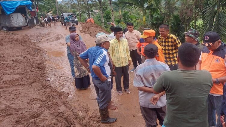 Bupati Limapuluh Kota Safaruddin Datuak Bandaro Rajo beserta jajaran meninjau lokasi longsor dan banjir bandang di Nagari Ladang Laweh. (Foto: Dok. Istimewa)