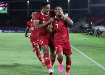 Selebrasi Marselino Ferdinand usai cetak gol ke gawang Chinese Taipei. (dok. istimewa)