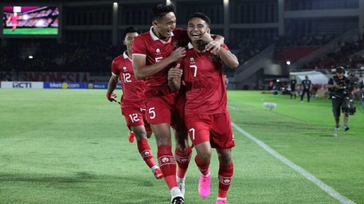 Kualifikasi Piala Asia U-23, Timnas Indonesia Berpesta dengan 9 Gol 1 Selebrasi Marselino Ferdinand usai cetak gol ke gawang Chinese Taipei. (dok. istimewa)
