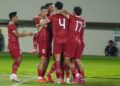 Selebrasi pemain Timnas U-23 usai Ivar Jenner cetak gol pertama lawan Turkmenistan. (dok. PSSI)