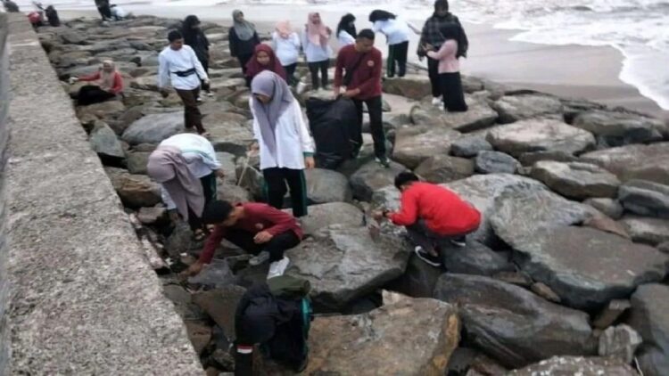 Pemko Pariaman Aktifkan kembali "Gerakan Satu Jam Menyapu", Aksi Bersih Objek Wisata 1 Sejumlah peserta aksi membersihkan sampah di objek wisata Pantai Gandoriah, Pariaman, Sumbar. Antara/HO-Diskominfo Pariaman