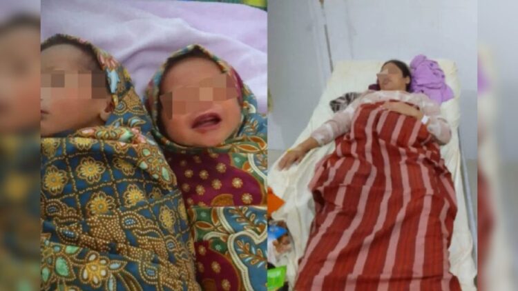 Bayi kembar yang sempat ditahan BKM karena tida punya biaya persalinan. (Foto: Dok. Antara)