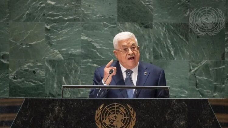 Presiden Palestina Mahmoud Abbas dalam sesi debat Sidang Majelis Umum ke-78 PBB di New York, Kamis (21/9/2023). ANTARA/HO-UN Photo/am.
