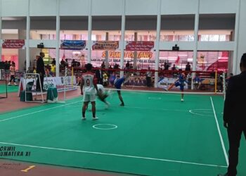 Tim takraw Sumbar berlaga di Porwil XI. (dok. istimewa)