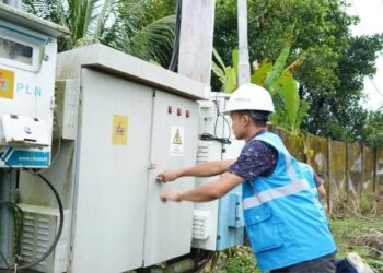 Petugas PLN memeriksa jaringan listrik. (ANTARA/HO-PLN UID Sumbar)