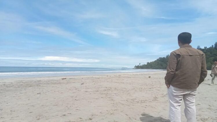 Tarik Wisatawan, Pantai Sikabau Pasaman Barat Terus Dibenahi 1 Seorang pengunjung saat melihat hamparan pasir Pantai Sikabau Kecamatan Parit Koto Balingka Kabupaten Pasaman Barat. Saat ini pemkab setempat terus kembangkan objek wisata itu. ANTARA/Altas Maulana