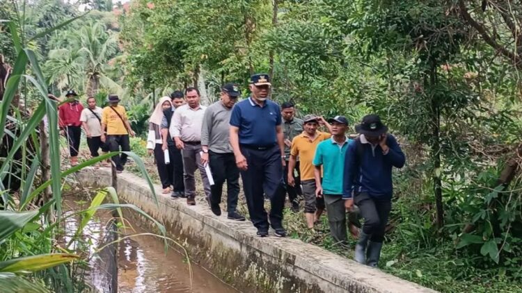 Gubernur Sumbar Mahyeldi meninjau jaringan irigasi di Nagari Jawi-Jawi, Kabupaten Solok. (ANTARA/Miko Elfisha)