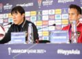 Laga Hidup Mati, Timnas Indonesia Tak Gentar Lawan Jepang 7 Shin Tae-yong dan Egy saat prematch press conference jelang lawan Jepang. (dok. PSSI)