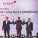 Dari kiri ke kanan: President Director and Chief Executive Officer Indosat Ooredoo Hutchison, Vikram Sinha (tengah), Mayank Srivastava, Chief Executive Officer BDx (kiri) dan Harsh Agrawal, Senior Partner I Squared Capital (kanan). (Foto: Dok. IOH)