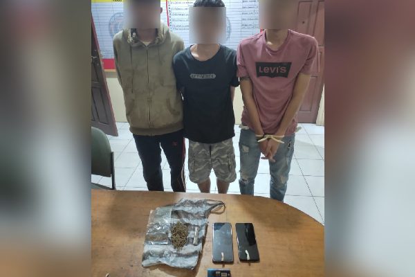 Tiga pelaku penyalahgunaan narkotika jenis ganja ditangkap di sebuah rumah kawasan Banuhampu, Kabupaten Agam. (Foto: Dok. Polresta Bukittinggi)