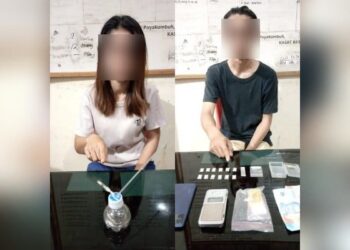 Pasangan kekasih ini ditangkap Polres Payakumbuh karena diduga kuat terlibat penyalahgunaan narkotika. (Foto: Dok. Satres Narkoba)