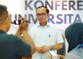 Rektor Universitas Andalas (Unand), Efa Yonnedi memaparkan penerimaan mahasiswa baru untuk tahun 2024. (Foto: Dok. PPID)