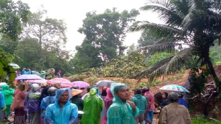 Longsor Terjang Patamuan Padangpariaman, Akses Jalan Warga Terganggu 1 Sejumlah warga terlihat mengunjungi lokasi longsor di Nagari Sungai Durian, Kecamatan Patamuan, Kabupaten Padangpariaman, Sumbar. Antara/Doc. pribadi Yogi