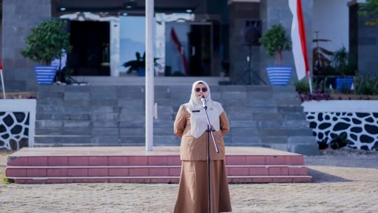 Kepala Dinas (Kadis) Kominfo Kabupaten Solok Teta Midra saat memberikan arahan pada apel gabungan OPD di lingkup pemerintah Kabupaten (Pemkab) Solok, Sumbar. ANTARA/HO-Diskominfo Kabupaten Solok.