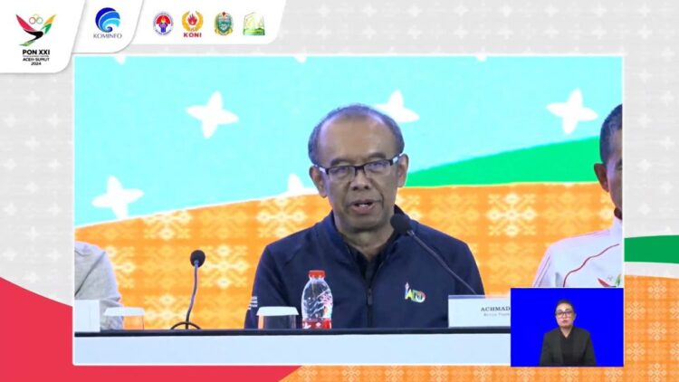 Ketua Umum Indonesia Anti-Doping Organization (IADO), Gatot S. Dewa Broto, (tengah) saat konferensi pers di Media Center PON XXI Aceh-Sumut 2024/Foto: Tangkapan Layar Kanal Youtube Ditjen IKP Kominfo