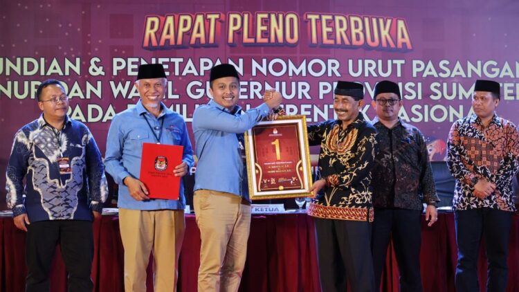 Mahyeldi-Vasko Nomor Urut 1, Tim Pemenangan Sambut dengan Gembira 1 Mahyeldi-Vasko dapat nomor urut 1 di Pilgub 2024. (dok. istimewa)