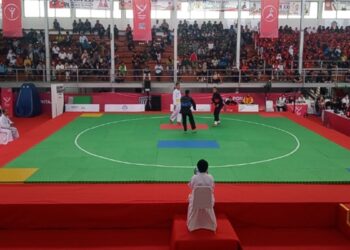 Pesilat Sumbar tampil di semifinal pencak silat PON XXI. (dok. istimewa)