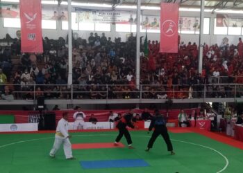 Pesilat Sumbar Bintang hanya mampu raih medali perunggu setelah dikalahkan pesilat Papua di babak semifinal. (dok. istimewa)