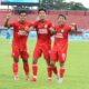 Selebrasi tiga pemain muda Semen Padang FC usai gol pertama tercipta. (dok. MO SPFC)