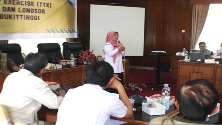 Seminar dan Simulasi Table Top Exercise (TTX) Ancaman Bencana Gempa Bumi dan Longsor Sektor Perumahan di Bukittinggi. (ANTARA/BPBD Sumbar)
