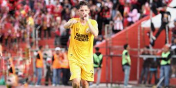 Selebrasi Felipe Chaby usai mencetak gol ke gawang Malut United. Semen Padang FC akhirnya ditahan imbang 1-1. (Foto: Dodi Motret for Radarsumbar)