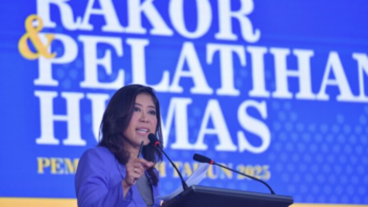 Menkomdigi Meutya Hafidz saat rakor dan pelatihan humas di Jakarta. (dok. Komdigi)