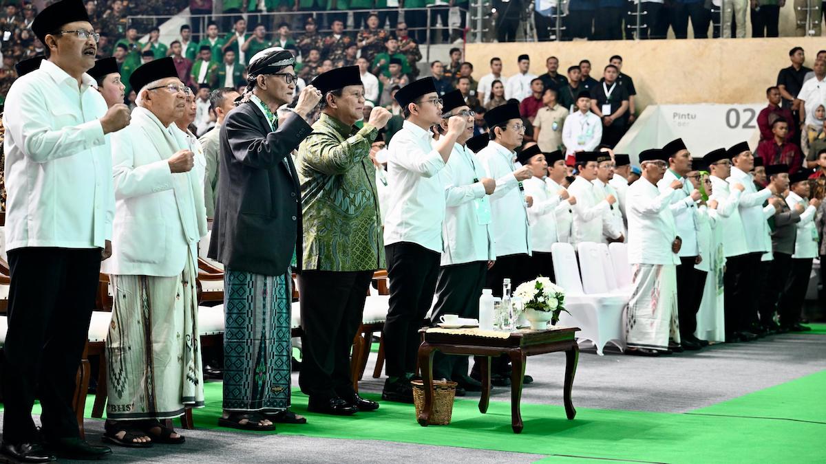 Presiden Prabowo dan Wapres Gibran hadir di harlah NU. (dok. PCO RI)